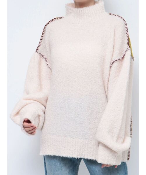 jouetie（ジュエティ）の「2フェイスステッチニット（ニット/セーター・レディース・ブラック/パープル/レッド/アイボリー・MEDIUM）」の11枚目の写真