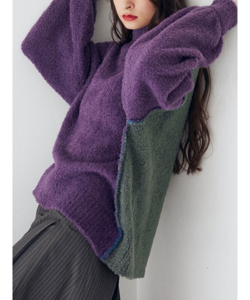 jouetie（ジュエティ）の「2フェイスステッチニット（ニット/セーター・レディース・ブラック/パープル/レッド/アイボリー・MEDIUM）」の4枚目の写真