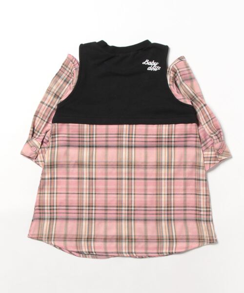 BABYDOLL(ベビードール)の「ドッキングシャツワンピース 8653K(ワンピース・キッズ・チャコールグレー/ピンク・90cm/110cm/120cm/100cm/140cm/130cm)」の3枚目の写真
