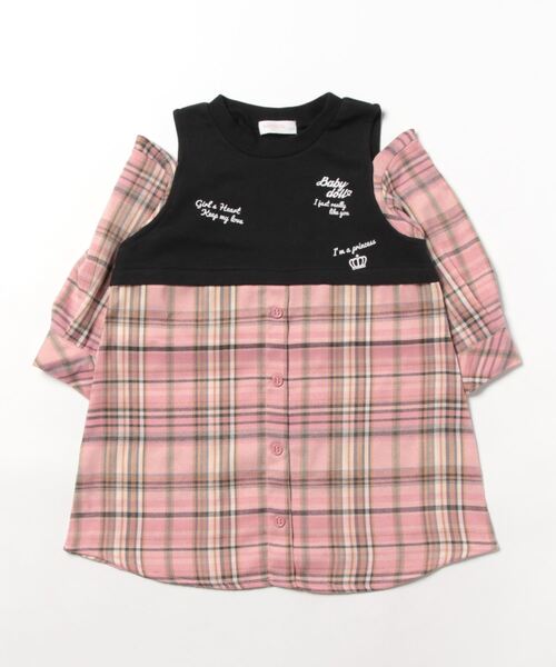 BABYDOLL(ベビードール)の「ドッキングシャツワンピース 8653K(ワンピース・キッズ・チャコールグレー/ピンク・90cm/110cm/120cm/100cm/140cm/130cm)」の13枚目の写真