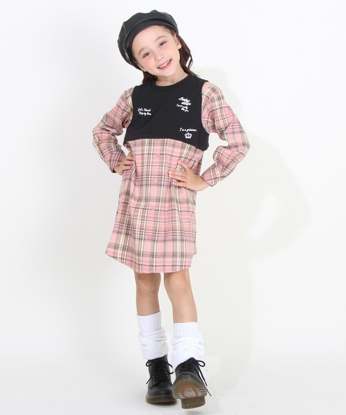 BABYDOLL(ベビードール)の「ドッキングシャツワンピース 8653K(ワンピース・キッズ・チャコールグレー/ピンク・90cm/110cm/120cm/100cm/140cm/130cm)」の11枚目の写真