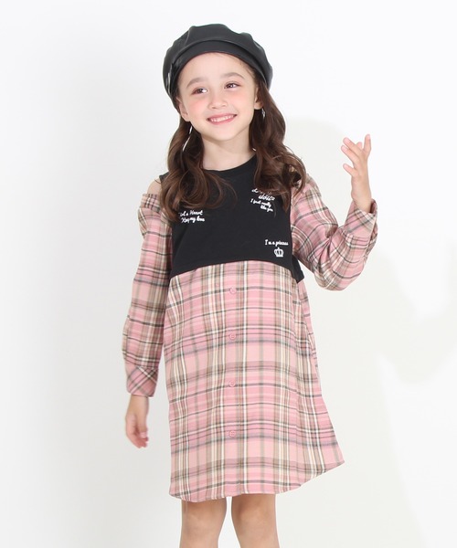 BABYDOLL(ベビードール)の「ドッキングシャツワンピース 8653K(ワンピース・キッズ・チャコールグレー/ピンク・90cm/110cm/120cm/100cm/140cm/130cm)」の6枚目の写真