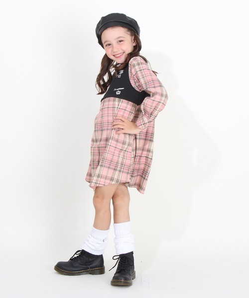 BABYDOLL(ベビードール)の「ドッキングシャツワンピース 8653K(ワンピース・キッズ・チャコールグレー/ピンク・90cm/110cm/120cm/100cm/140cm/130cm)」の9枚目の写真