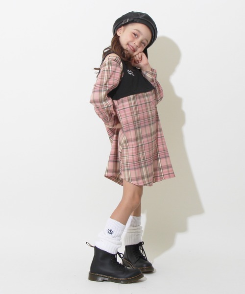BABYDOLL(ベビードール)の「ドッキングシャツワンピース 8653K(ワンピース・キッズ・チャコールグレー/ピンク・90cm/110cm/120cm/100cm/140cm/130cm)」の8枚目の写真