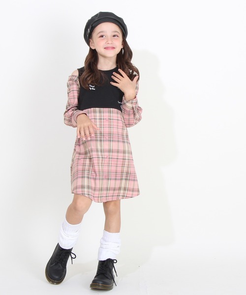 BABYDOLL(ベビードール)の「ドッキングシャツワンピース 8653K(ワンピース・キッズ・チャコールグレー/ピンク・90cm/110cm/120cm/100cm/140cm/130cm)」の7枚目の写真