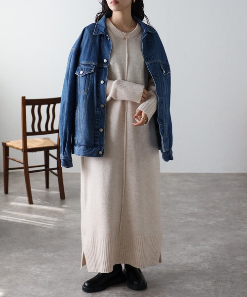 amini(アミニ)の「【2023 A/W新作】センターシームニットワンピース(ワンピース・レディース・ブラック/杢グレー/アイボリー/グレイッシュベージュ・MEDIUM)」の11枚目の写真