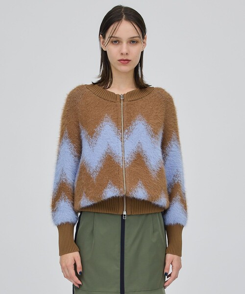 CITY TOKYO(シティトウキョウ)の「モヘアブラッシングジップシャギーニットトップス(ニット/セーター・レディース・キャメル/ネイビー・FREE)」の14枚目の写真