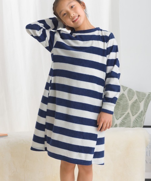 キッズふわ軽静電気防止マイクロフリースワンピース長袖（ワンピース