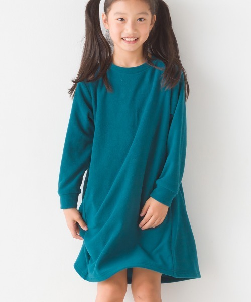 メゾピアノ　冬用フリースワンピース　130 キッズふわ軽静電気防止マイクロフリースワンピース長袖（ワンピース