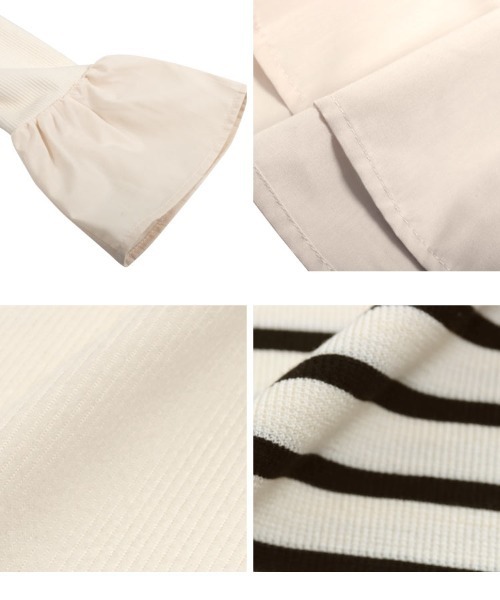 KOBE LETTUCE（コウベレタス）の「布帛切替フレアスリーブペプラムリブトップス（その他トップス・レディース・ブラック×ホワイト/アイボリー/ブラック/ホワイト×ブラック/チャコール・M）」の15枚目の写真