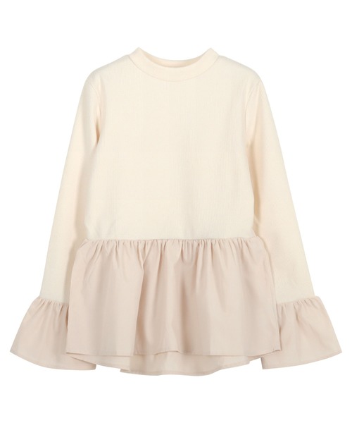 KOBE LETTUCE（コウベレタス）の「布帛切替フレアスリーブペプラムリブトップス（その他トップス・レディース・ブラック×ホワイト/アイボリー/ブラック/ホワイト×ブラック/チャコール・M）」の16枚目の写真