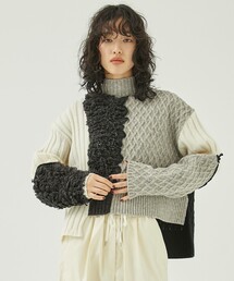 PUBLIC TOKYO | ケーブルパッチワークニット(ニット/セーター)