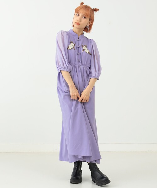mmts（マミタス）の「mmts / 猫刺繍チャイナ ワンピース（ワンピース