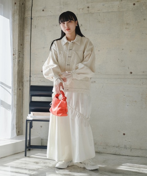 Kastane（カスタネ）の「【ショルダー調節可能】ギャザーハンドショルダーBAG（ショルダーバッグ・レディース・ライム/オレンジ/アイボリー/ブラック/シルバー・FREE）」の16枚目の写真