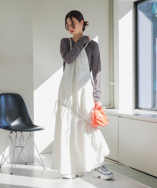 Kastane（カスタネ）の「【ショルダー調節可能】ギャザーハンドショルダーBAG（ショルダーバッグ・レディース・ライム/オレンジ/アイボリー/ブラック/シルバー・FREE）」の22枚目の写真