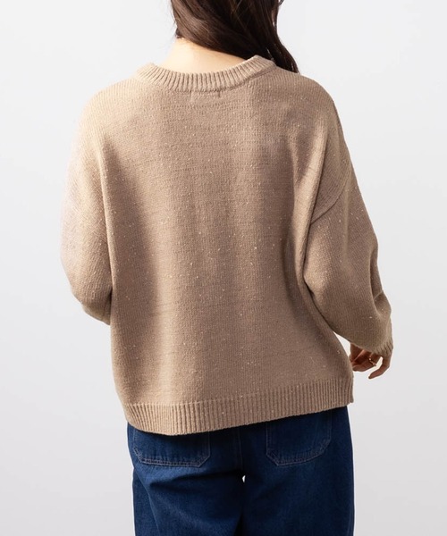 NAVY(ネイビー)の「NAVY ネップ入り ヘンリーネックニット(ニット/セーター・レディース・ライトグレー/チャコールグレー/ベージュ・L/M)」の8枚目の写真