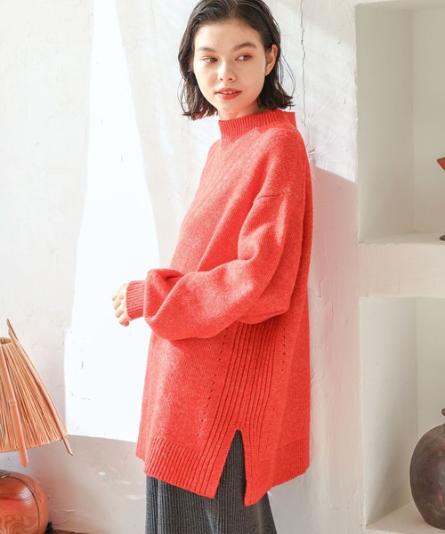 niko and...（ニコアンド）の「サイドスリットウール混タートルプルオーバー（ニット/セーター・レディース・グリーン/オフホワイト/ブラック/イエロー/レッド/パープル・MEDIUM/LARGE）」の6枚目の写真