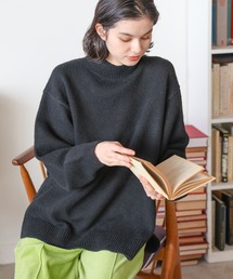 サイドスリットウール混タートルプルオーバー