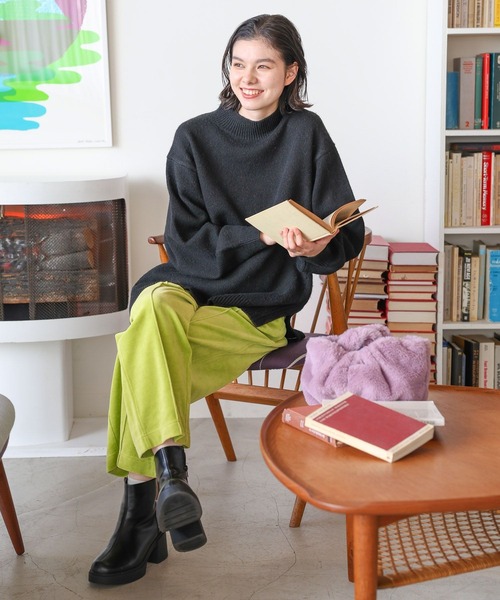 niko and...（ニコアンド）の「サイドスリットウール混タートルプルオーバー（ニット/セーター・レディース・グリーン/オフホワイト/ブラック/イエロー/レッド/パープル・MEDIUM/LARGE）」の7枚目の写真