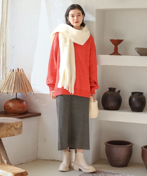 niko and...（ニコアンド）の「サイドスリットウール混タートルプルオーバー（ニット/セーター・レディース・グリーン/オフホワイト/ブラック/イエロー/レッド/パープル・MEDIUM/LARGE）」の8枚目の写真