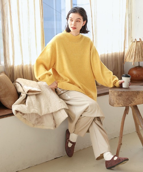 niko and...（ニコアンド）の「サイドスリットウール混タートルプルオーバー（ニット/セーター・レディース・グリーン/オフホワイト/ブラック/イエロー/レッド/パープル・MEDIUM/LARGE）」の10枚目の写真