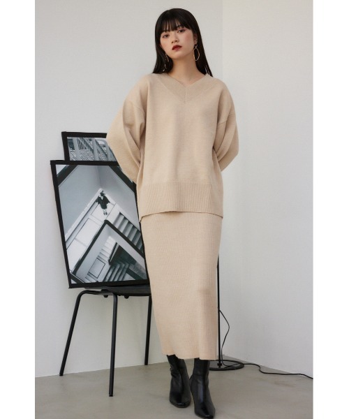 AZUL by moussy（アズールバイマウジー）の「リブニットタイトスカート（スカート・レディース・グレー/ライトベージュ/ブラック・SMALL/MEDIUM）」の16枚目の写真