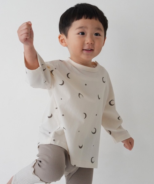PUPPAPUPO(プッパプーポ)の「オーバーサイズ 長袖 Tシャツ プリント(Tシャツ/カットソー・キッズ・チャコールグレー/ベージュ/ホワイト系その他/アイボリー/ホワイト系その他2/ミント/チャコール/モカ/ホワイト/ホワイト系その他3/グレー系その他・100/90/130/80/120/110)」の6枚目の写真
