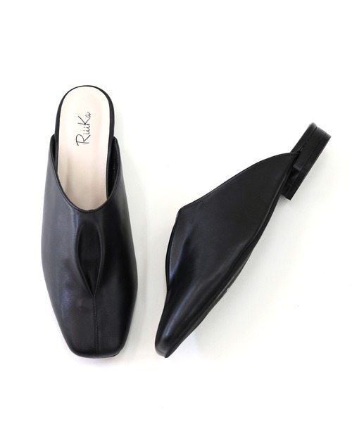 RiiiKa（リーカ）の「【RiiiKa/リーカ】ギャザーフラットミュール（サンダル・レディース・アイボリー/ブラウン系その他/ブラック・LL/L/M/S）」の4枚目の写真