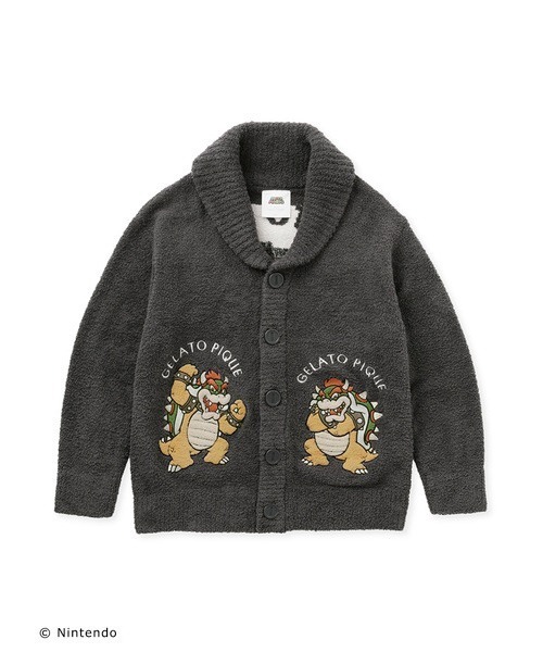 gelato pique（ジェラートピケ）の「【スーパーマリオ】【ユニセックス】ベビモコジャガードショールカーディガン（ルームウェア/パジャマ・レディース・オフホワイト/ダークグレー・M-L/S-M）」の3枚目の写真
