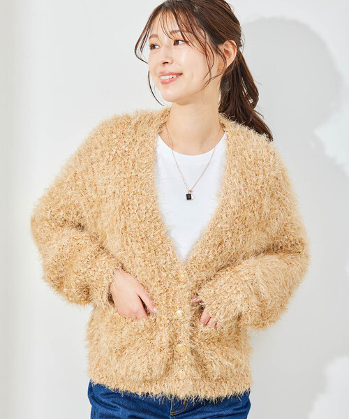 Jayro(ジャイロ)の「ポケット付きカーディガン(カーディガン/ボレロ・レディース・ホワイト系その他/チャコールグレー/ラベンダー/ベージュ・M)」の3枚目の写真