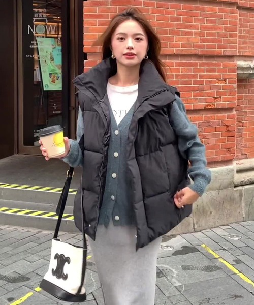 SHEPP(シープ)の「スタンドネック 中綿ベスト(ベスト・レディース・ホワイト/ブラック・L/M/S)」の10枚目の写真