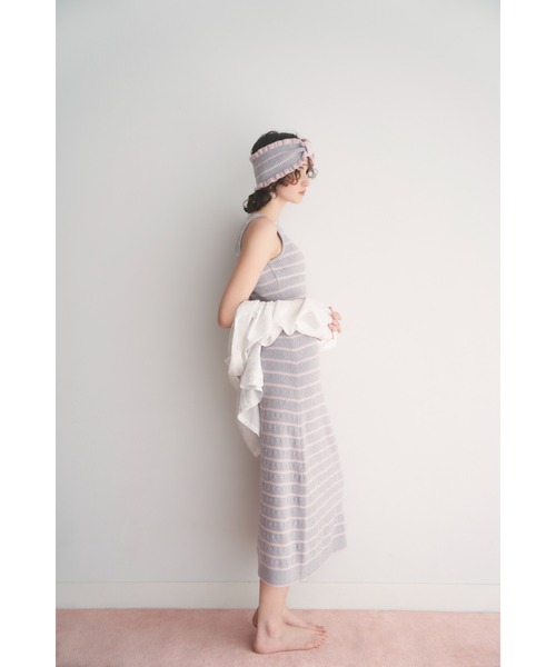 SNIDEL HOME（スナイデルホーム）の「ボーダーワンピース（ルームワンピース・レディース・ネイビー/ピンク/ライトグレー・FREE）」の9枚目の写真