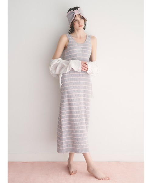 SNIDEL HOME（スナイデルホーム）の「ボーダーワンピース（ルームワンピース・レディース・ネイビー/ピンク/ライトグレー・FREE）」の15枚目の写真