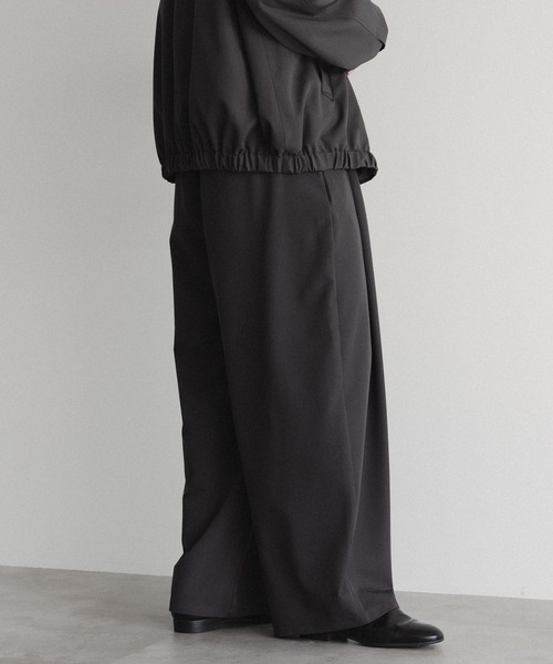 MAHF ボックスアノラック✖️パンツ CALLNE】Knit Melton Fleece Boxtuck Wide Straight Pants