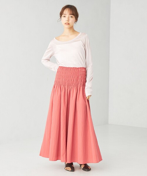 EMMEL REFINES（エメルリファインズ）の「＜EMMEL REFINES＞EM シャーリング ボリューム フレアスカート（スカート・レディース・ライトブルー/ホワイト/ピンク・XS/S/M）」の9枚目の写真