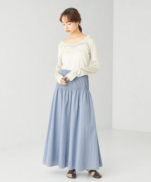 EMMEL REFINES（エメルリファインズ）の「＜EMMEL REFINES＞EM シャーリング ボリューム フレアスカート（スカート・レディース・ライトブルー/ホワイト/ピンク・XS/S/M）」の18枚目の写真