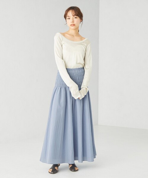 EMMEL REFINES（エメルリファインズ）の「＜EMMEL REFINES＞EM シャーリング ボリューム フレアスカート（スカート・レディース・ライトブルー/ホワイト/ピンク・XS/S/M）」の19枚目の写真