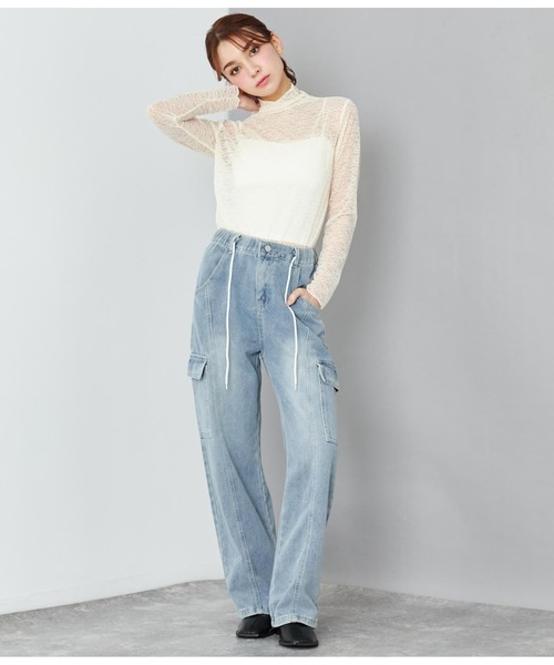 CHILLE（チル）の「デニム カーゴパンツ（デニムパンツ・レディース・ブルー・FREE）」の8枚目の写真