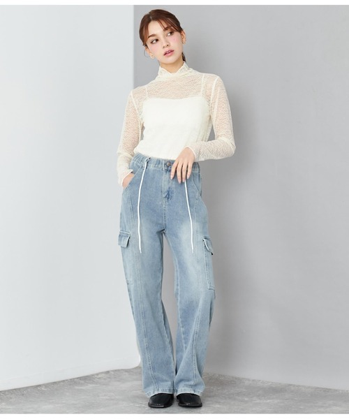 CHILLE（チル）の「デニム カーゴパンツ（デニムパンツ・レディース・ブルー・FREE）」の10枚目の写真