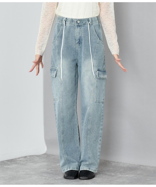 CHILLE（チル）の「デニム カーゴパンツ（デニムパンツ・レディース・ブルー・FREE）」の11枚目の写真