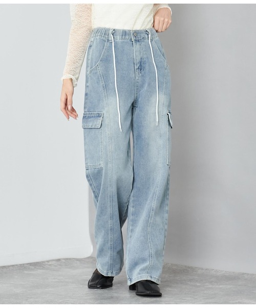 CHILLE（チル）の「デニム カーゴパンツ（デニムパンツ・レディース・ブルー・FREE）」の7枚目の写真
