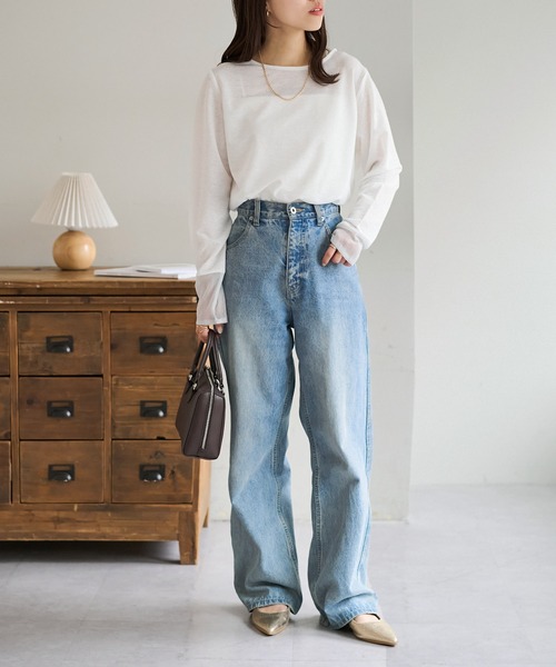 DISCOAT（ディスコート）の「【WEB限定】ラメシアー袖切替プルオーバー（Tシャツ/カットソー・レディース・グレー/ブルー/ミント/ホワイト×ホワイト/ブラック×ブラック/ホワイト×シルバー/ブラック系その他/ブラウン・FREE）」の12枚目の写真