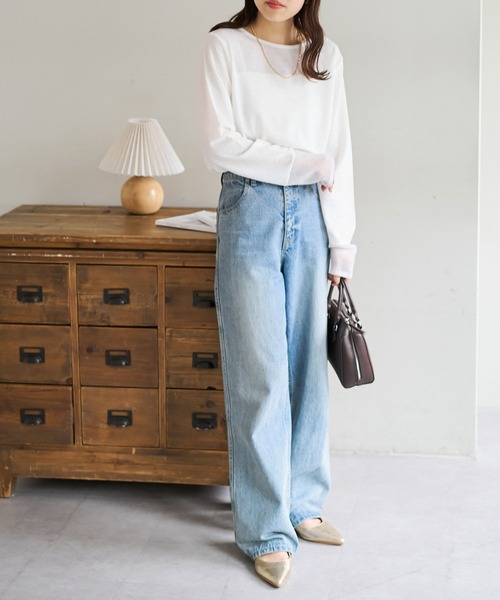 DISCOAT（ディスコート）の「【WEB限定】ラメシアー袖切替プルオーバー（Tシャツ/カットソー・レディース・グレー/ブルー/ミント/ホワイト×ホワイト/ブラック×ブラック/ホワイト×シルバー/ブラック系その他/ブラウン・FREE）」の13枚目の写真