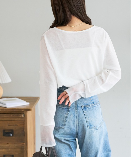 DISCOAT（ディスコート）の「【WEB限定】ラメシアー袖切替プルオーバー（Tシャツ/カットソー・レディース・グレー/ブルー/ミント/ホワイト×ホワイト/ブラック×ブラック/ホワイト×シルバー/ブラック系その他/ブラウン・FREE）」の11枚目の写真