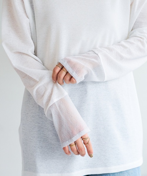 DISCOAT（ディスコート）の「【WEB限定】ラメシアー袖切替プルオーバー（Tシャツ/カットソー・レディース・グレー/ブルー/ミント/ホワイト×ホワイト/ブラック×ブラック/ホワイト×シルバー/ブラック系その他/ブラウン・FREE）」の16枚目の写真