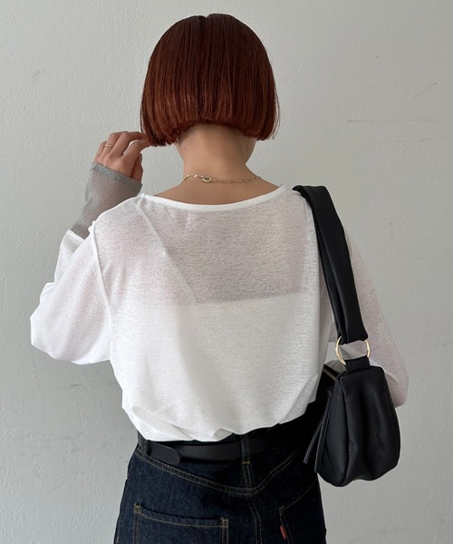 DISCOAT（ディスコート）の「【WEB限定】ラメシアー袖切替プルオーバー（Tシャツ/カットソー・レディース・グレー/ブルー/ミント/ホワイト×ホワイト/ブラック×ブラック/ホワイト×シルバー/ブラック系その他/ブラウン・FREE）」の22枚目の写真