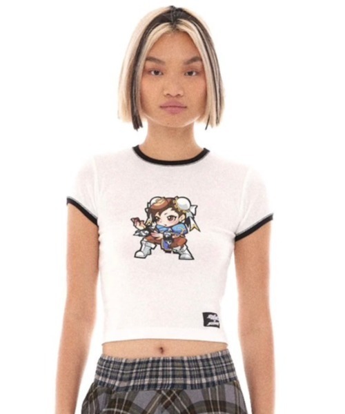 Basic Pleasure Mode（ベーシックプレジャーモード）の「【Basic Pleasure Mode】CHUN LEE TEE / 【ベーシックプレジャーモード】クロップドロゴプリント半袖Tシャツ（Tシャツ/カットソー・レディース・ホワイト・S/XS/XXS）」の5枚目の写真