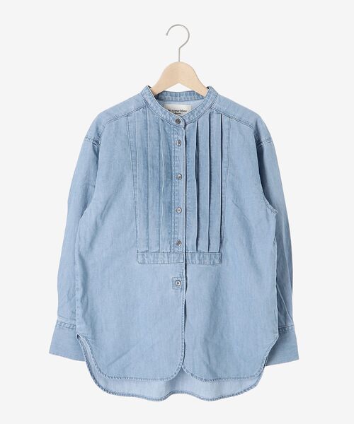 le.coeur blanc（ルクールブラン）の「フロントタックノーカラーデニムシャツ（シャツ/ブラウス・レディース・ネイビー/ブルー・38）」の3枚目の写真