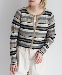 cepo | マルチボーダークルーネックカーディガン(カーディガン/ボレロ)