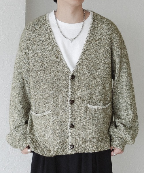 epnok（エプノック）の「ステッチメランジニットカーディガン（カーディガン/ボレロ・メンズ・カーキ/ネイビー/ベージュ・MEDIUM/SMALL/LARGE）」の3枚目の写真